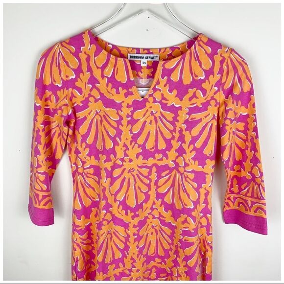 Barbara Gerwit Preppy Pink/Orange Cotton Tunic Cover-Up XS NWT - Picture 2 of 14